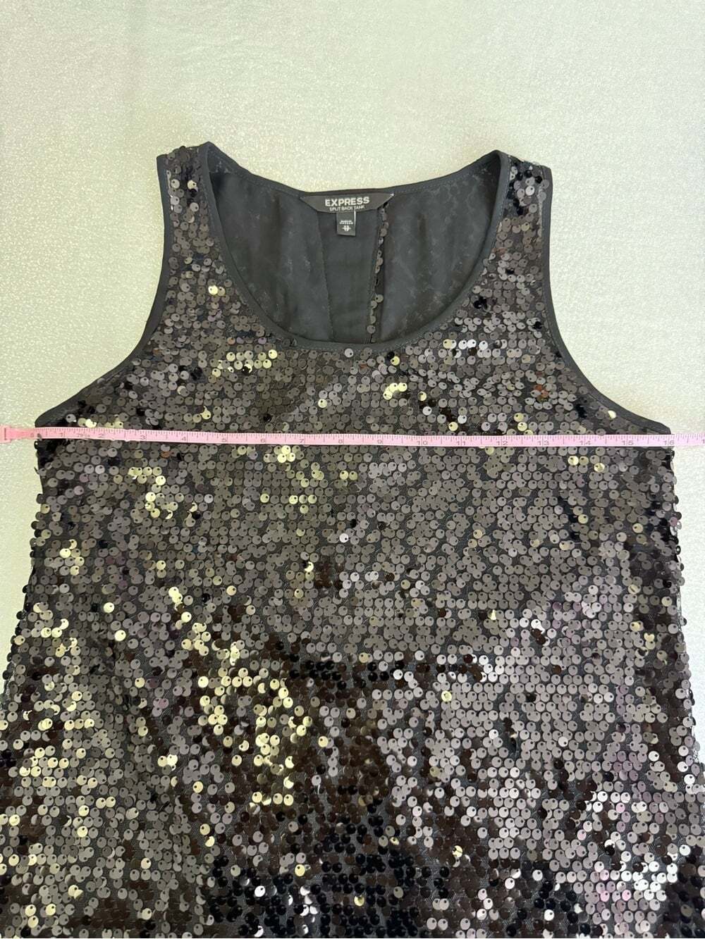 Express tank top sequins Y2K sparkly Black Sequin Tank Top - Picture 9 of 11